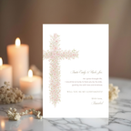 Soft pink floral baptism godparents proposal card with elegant blush floral cross and neutral religious design
