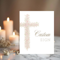 Soft pink floral baptism custom sign with elegant blush floral cross and editable personalized sign layout