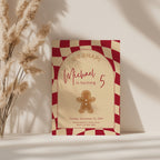 Gingerbread Christmas Birthday Invitation Red