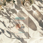 Boy girl twin birthday invitation with superhero boy and fairy girl illustration and floral accents