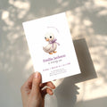 One silly goose first birthday invitation with cute goose wearing a bow for a girl birthday party