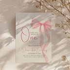 Girls just wanna be one birthday invitation with pink bow design for a baby girl first birthday party