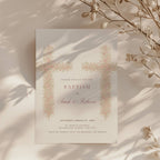 Soft pink floral cross baptism invitation for twins or siblings with elegant watercolor flowers girl twins
