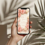 Soft pink baby shower invitation with floral roses and botanical elements in blush tones for an elegant baby girl celebration