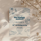 Soccer birthday invitation with birthday match theme and sporty design