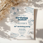 Soccer birthday invitation with birthday match theme and sporty design