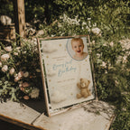 Teddy bear first birthday invitation with photo and beary first birthday theme