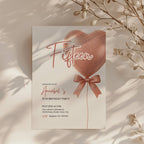 Fifteen birthday invitation with pink bow and balloon for teen girl party