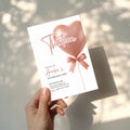 13th birthday invitation with pink bow and glitter balloon for teen girl party. Sparkle invitation