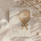 13th birthday invitation with gold glitter balloon and bow