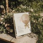 13th birthday invitation with gold glitter balloon and bow