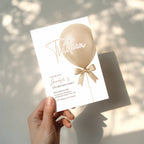 13th birthday invitation with gold glitter balloon and bow