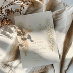 neutral vintage floral baptism invitation with cross design for twins