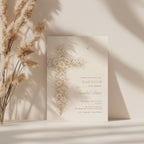 neutral vintage floral baptism invitation with gold cross design