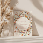 Wildflower baptism invitation, floral circle baptism invitation with wildflower wreath and soft botanical design