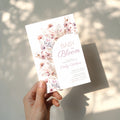 baby in bloom baby shower invitation with blush pink floral arch design wildflower invitation