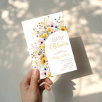 baby in bloom baby shower invitation with sunflower and wildflower arch design
