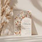 baby in bloom baby shower invitation with wildflower arch in soft blue blush tones