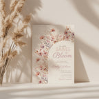 two babies in bloom twin baby shower invitation with blush pink floral arch design