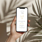 minimalist graduation save the date invitation with gold script text and graduation cap illustration