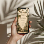 Editable vintage dinosaur adventure birthday invitation featuring hand illustrated prehistoric dinosaurs in neutral earthy tones Canva template