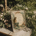 Editable elegant vintage mermaid birthday invitation with watercolor mermaid, seashells, coral, coastal castle and fairytale ocean theme Canva template