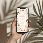 Coquette chic birthday invitation with hand-drawn pink bows, perfume bottles, pearls, cherries, leopard bows, and feminine blush illustrations for a stylish birthday celebration.
