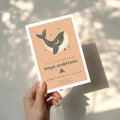 boho whale baby shower invitation with earthy tones and soft pink accents