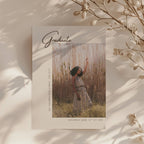 modern graduation invitation with photo and minimal neutral editorial design