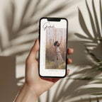modern graduation invitation with photo and minimal neutral editorial design