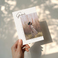 modern graduation invitation with photo and minimal neutral editorial design