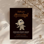 cute mummy halloween party invitation with cartoon character and dark background