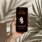 cute mummy halloween party invitation with cartoon character and dark background