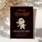 cute mummy halloween party invitation with cartoon character and dark background