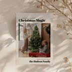 minimal christmas photo card with family picture and modern typography