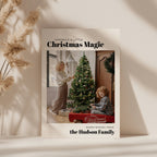 minimal christmas photo card with family picture and modern typography