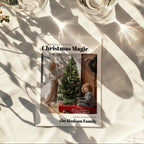 minimal christmas photo card with family picture and modern typography