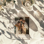 christian christmas photo card with family picture and elegant neutral typography