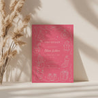 Christmas baby shower invitation with soft pink winter design for a festive celebration