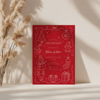 Christmas baby shower invitation with warm red winter design for a festive celebration