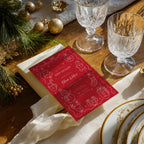 Christmas baby shower invitation with warm red winter design for a festive celebration