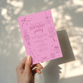Christmas birthday party invitation with pink nutcracker ballerina illustration for a festive winter celebration