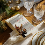 Christmas cocktail party invitation with reindeer illustration for a festive holiday celebration
