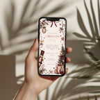 Christmas party invitation with elegant burgundy design, digital phone invitation version for a sophisticated holiday celebration