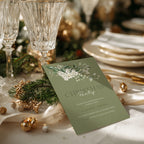Christmas party invitation with elegant sage green floral design for a festive holiday celebration
