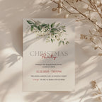 Christmas party invitation with elegant white floral design for a festive holiday celebration