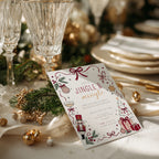 Jingle and Mingle Christmas party invitation with burgundy design for a festive holiday celebration