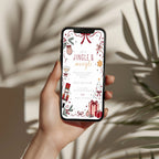 Jingle and Mingle Christmas party invitation with burgundy design, digital phone invitation version for a festive holiday celebration