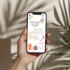 Jingle and Mingle Christmas party invitation with cozy sweater design, digital phone invitation version for a festive holiday celebration