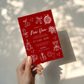 New Years Eve masquerade party invitation with red design for a glamorous celebration